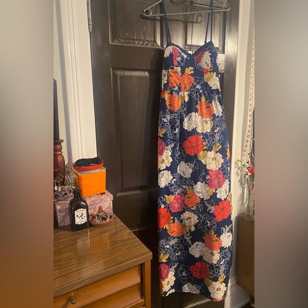Floral Navy Dress with Multicolor Blooms